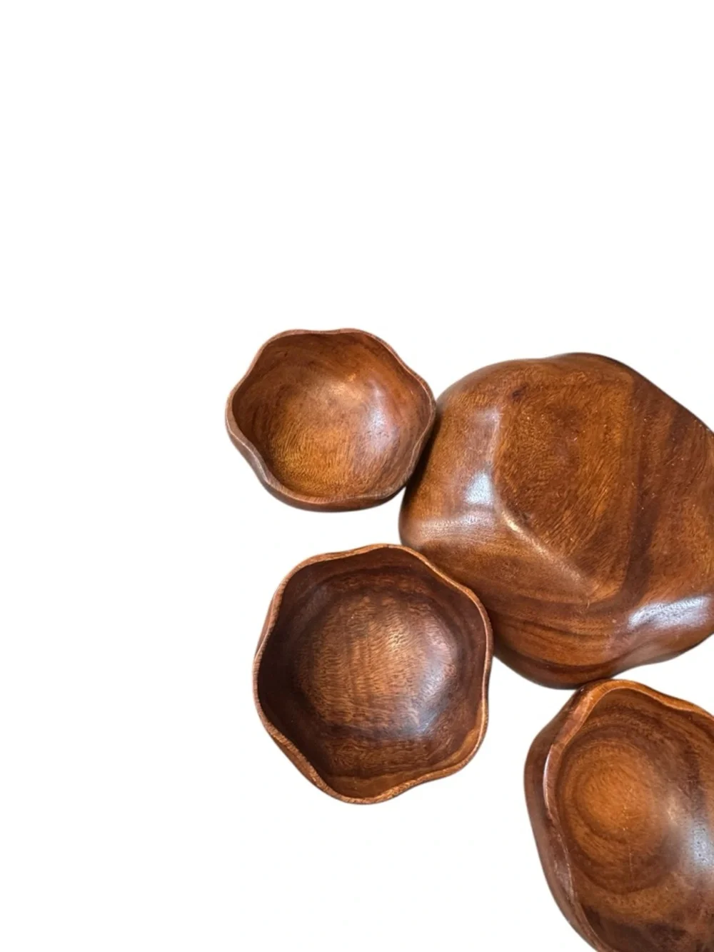 Vintage 5 Piece Monkey Pod Wood Salad Set Made In Philippines Retro Mid Century